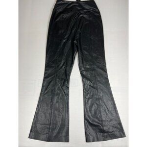 BCBGMAXAZRIA Women XS Black Beauty Faux Leather Flare Pants NWT